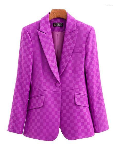 Ternos femininos chegada mulheres formal blazer preto verde roxo xadrez escritório senhoras negócios trabalho wear jaqueta feminina manga longa casaco fino