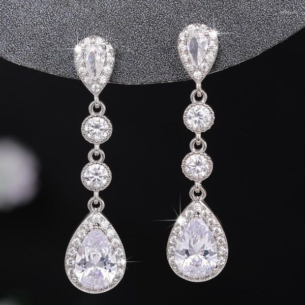 Brincos pendurados CAOSHI lindo pingente gracioso feminino joias de casamento com design delicado acessórios de zircônia brilhante para noivado