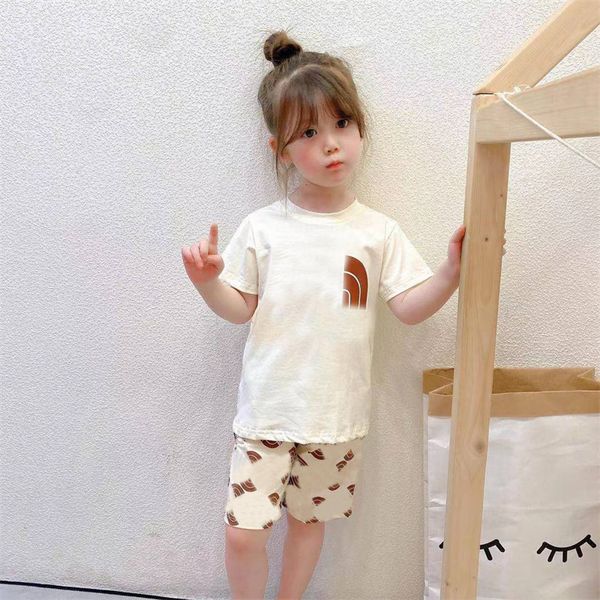 Luxus Marke Kinder Sommer Kleidung Set Kurzarm Shorts Zwei Stück Sets Für Jungen Mädchen Voller Druck Kinder T-shirt Kleid im freien Bekleidung