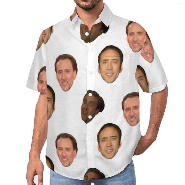 Erkekler Sıradan Gömlek Nicholas Cage Shirt Ünlü Aktör Plajı Gevşek Hawaii Sokak Giyim Bluzları Kısa Kollu Grafik Büyük Boy