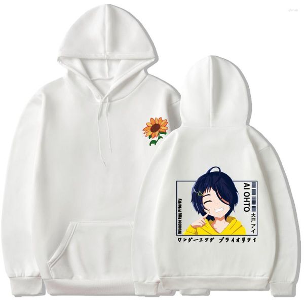 Hoodies masculinos maravilha ovo prioridade ohto ai anime impresso com capuz mulheres homens moletom casual kawaii moletom harajuku menino e menina streetwear