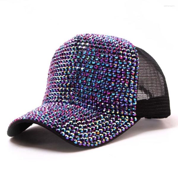 Ballkappen 2023 Luxus Pailletten Strass Baumwolle Baseball Cap Für Frauen Mädchen Sommer Mesh Hut Snapback Hip Hop Hüte Sonne Knochen