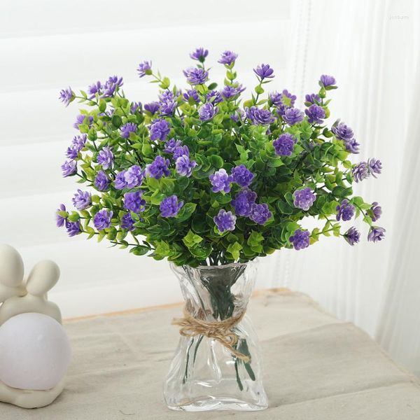 Fiori decorativi 6 pezzi bouquet artificiale in plastica bella pianta viola decorazione per giardino esterno balcone fiore finto per matrimonio domestico