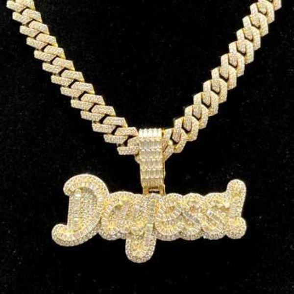 Lady Lady Nome Lettera Iced Diamond Karat Vvs 14k Pass Moissanite 10k Out Tester Vero Oro Fine Ciondolo Donna Gioielli personalizzati Ktfgf