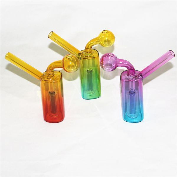 Bubbler colorato Bruciatore a olio Mini Bong in vetro Percolatore Diffusore Tubi per l'acqua Narghilè Bong Bubbler Riciclare Filtro Fumatori portatili Dab Rigs Dispositivo