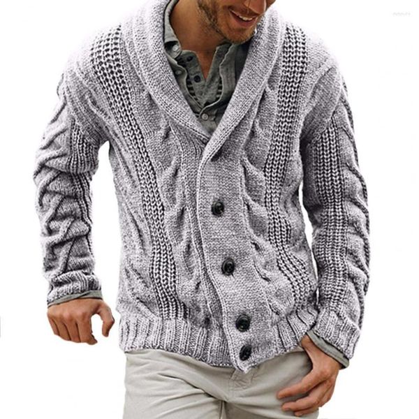 Maglioni da uomo Maglione con risvolto monopetto Cardigan invernali alla moda Misto cotone alla moda lavorato a maglia con bottoni per l'autunno