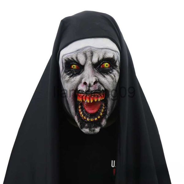 Máscaras de festa Halloween assustador freira máscara de borracha cabeça banda truque assustador máscaras desempenho ao vivo adereços traje rosto máscaras com headpiece x0907