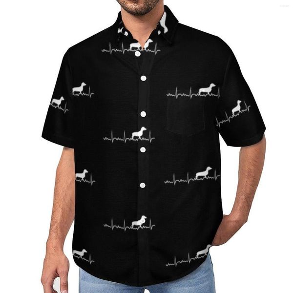 Männer Casual Hemden Dackel Blusen Männlich Hund Haustier Hawaiian Kurzarm Design Streetwear Oversize Strand Hemd Geburtstag Geschenk