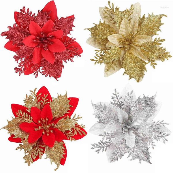 Fiori decorativi 14 cm Accessori per ghirlande di simulazione di fiori di Natale per la decorazione dell'albero all'ingrosso