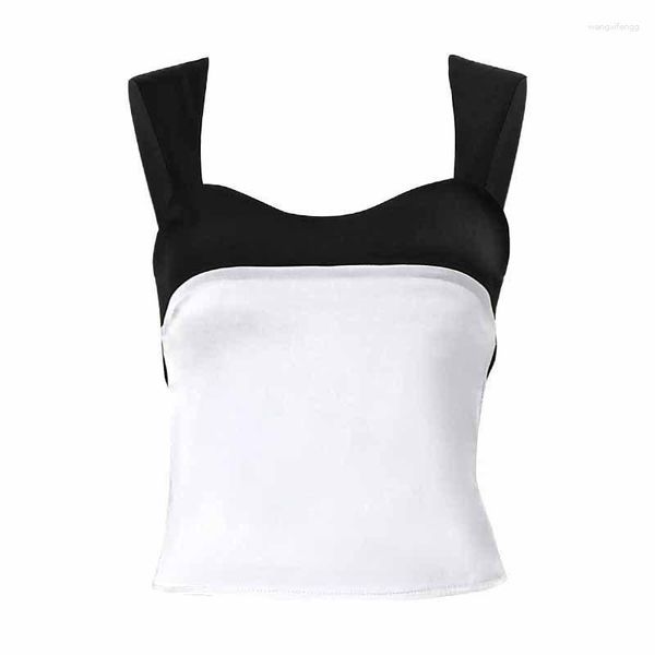 Damen Tanks Sexy Lace-Up Camisole Frauen Crop Top Weiß und Schwarz Lässige Weste Riemchen Y2k Tops Weiblicher Sommerurlaub Außerhalb Tank