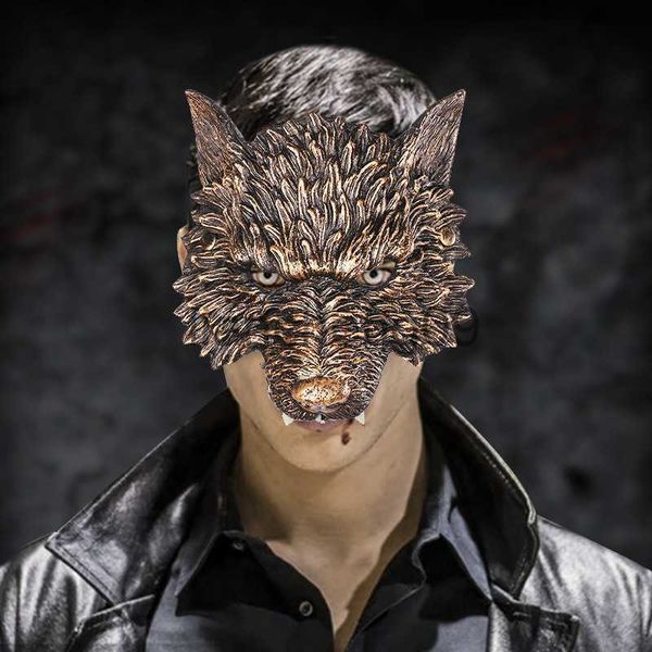 Maschere per feste 1PC Halloween Maschera di lupo Animale 3D PU Costume cosplay Masquerade Copricapo Partito Travestimento Puntelli per bambini Adulti x0907