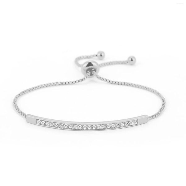 Braccialetti con ciondoli Bracciale da tennis alla moda per donna Gioielli in zircone di cristallo Regalo con catena regolabile in oro argento rosa