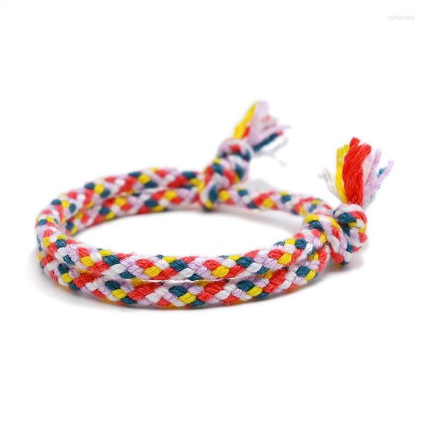 Браслеты-подвески Lucky Тибетские браслеты на веревке для женщин и мужчин ручной работы с кисточками и узлами, веревочный браслет, этнические украшения