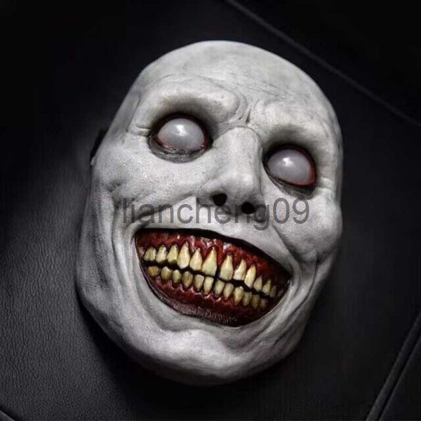 Party Masks Halloween Horror Mask White Green Face Exorcist Smile Latex Horror Clown Face Mask Halloween Cosplay Party Cosplaying Props x0907