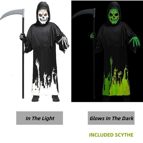 Occasions spéciales Enfant Glow In The Dark Grim Reaper Phantom Effrayant Enfants Déguisement Costume Halloween Thème Fête Performance 230906