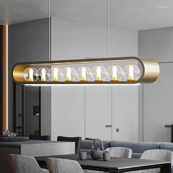 Lustres modernos ouro / branco LED candelabro bola de vidro luminária para decoração de cozinha café casa luminárias sala de jantar ilha pendurado luz