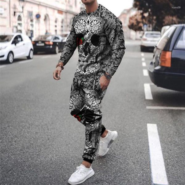 Erkek Trailsits Trailtsuit Set Sıradan koşu kıyafetleri Erkek Kıyafetler Setleri 3D Baskılı Adam Moda Uzun Kollu Tshirts Street Giyim Takım