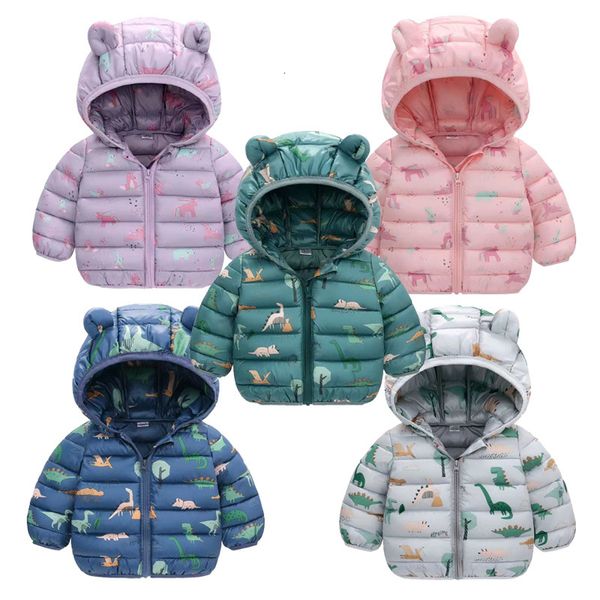 Куртки Куртки для маленьких девочек для детей Пальто на молнии с мультяшным медведем Осенние теплые пуховики с капюшоном для мальчиков Детская рождественская верхняя одежда 230906