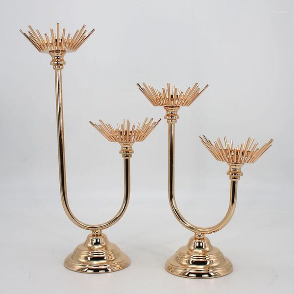 Portacandele Pilastro in metallo a 2 bracci Candeliere in argento/oro/bronzo/nero Decorazione di nozze Supporto Mariage Decorazioni per la casa Candelabri