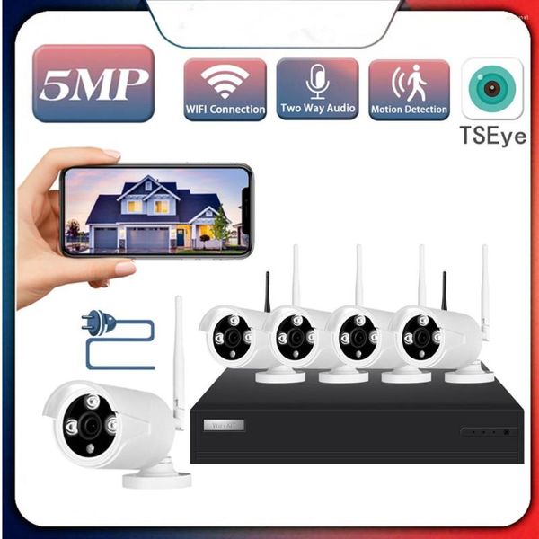 Câmeras Sistema de CCTV sem fio Áudio bidirecional à prova d'água PTZ WIFI IP Câmera de segurança 8CH P2P Kit de vigilância de vídeo