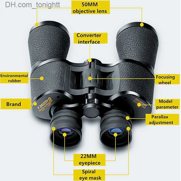 Telescópios Binóculos Baigish 20x50 Hd Poderoso Militar Russo Binocular High Times Zoom Telescope Lll Night Vision para caça Camping Q230907