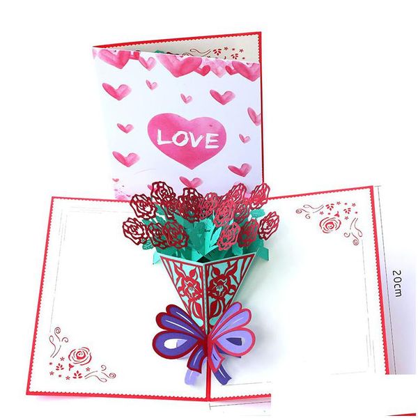 Tarjetas de felicitación Día de la Madre Postal 3D Pop Up Flor Gracias Mamá Feliz Cumpleaños Invitación Regalos personalizados Papel RRD6814 Drop Deliv Dhosc