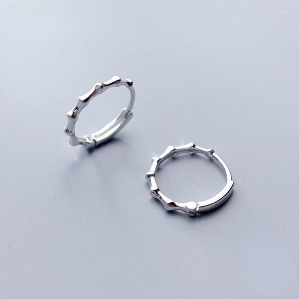 Серьги-кольца из настоящего стерлингового серебра 925 пробы, этнические бамбуковые геометрические круглые серьги для очаровательных женщин, вечерние, минималистичные модные украшения