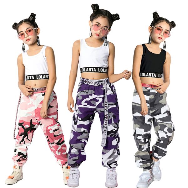 Hosen Mädchen Hip Hop Street Dance Kleidung Abgeschnitten Tank Top Camouflage Jogger Hosen 230906