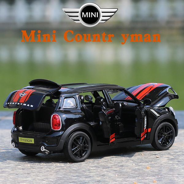 Modelo de carro fundido 1/32 Mini Countryman Modelo de carro de liga metálica fundida para MINI Coopers Modelo Pull Back Car Toy Vehicles Escala em miniatura 230906