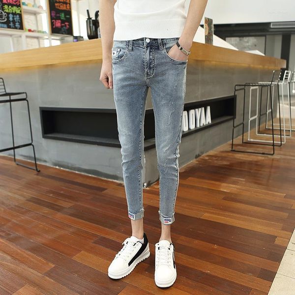 Pantaloni da uomo All'ingrosso 2023 Moda Spirituale Ragazzo Skinny Denim Trendy Maschio Coreano Sociale Ruffian Bello Fata Piedi Alla Caviglia