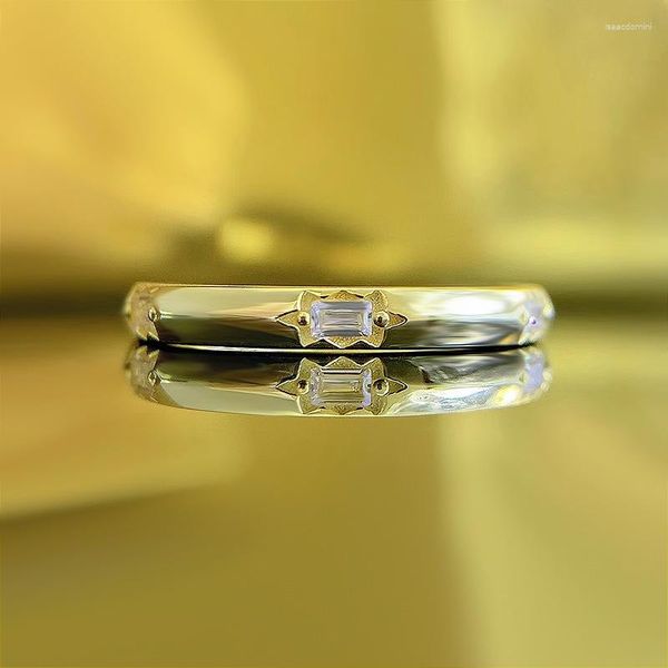 Кольца кластера Spring Qiaoer, позолоченное серебро 925 пробы, изумрудная огранка, высокоуглеродистый бриллиант, драгоценный камень, обручальное кольцо, ювелирное кольцо