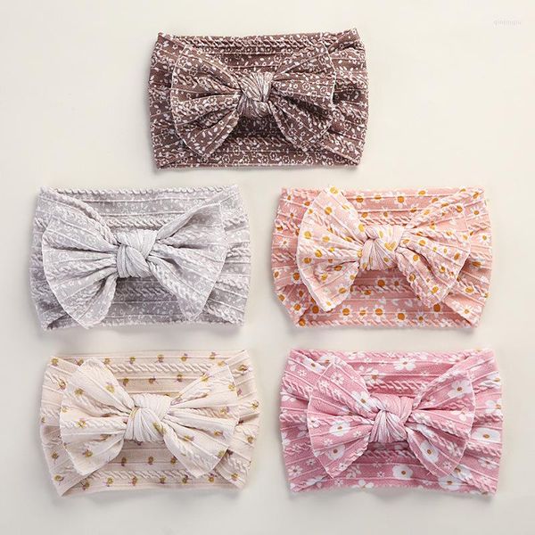 Acessórios de cabelo bebê meninas adorável impressão arco hairband elástico banda larga estiramento nó bandanas turbante acessório de roupas