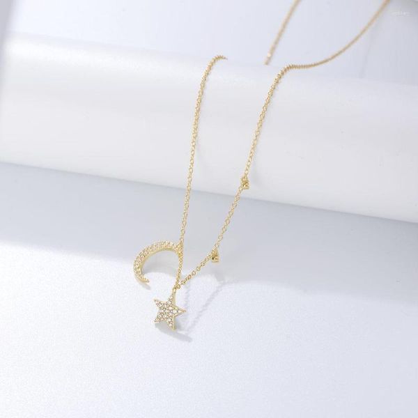 Catene in argento 925 Luna XINGX Collana con diamanti intarsiati catena clavicola Moda femminile