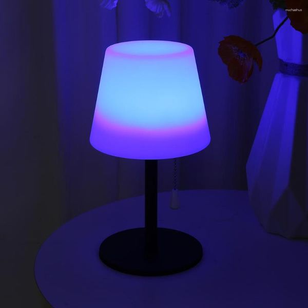 Lámparas de mesa para dormitorio, luz ambiental con cadena de tracción, lámpara de mesita de noche, Control remoto, LED, escritorio, RGB, recargable por USB para sala de estudio