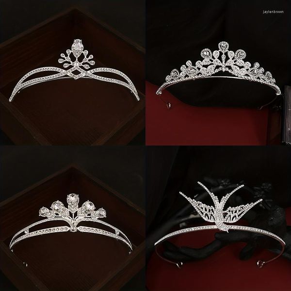 Başlıklar gelin aksesuarları gelinlik prenses saç çember headdress doğum günü partisi performans taç alaşım elmas