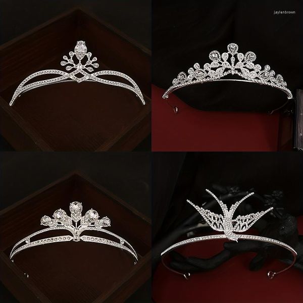 Copricapo Accessori da sposa Abito da sposa Cerchio per capelli da principessa Copricapo Festa di compleanno Performance Corona Lega di diamanti