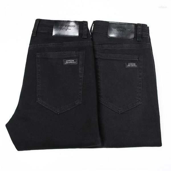 Jeans da uomo 2023 Pantaloni casual da lavoro per giovani neri stile classico aderenti in denim elasticizzato dritto primavera autunno 2023