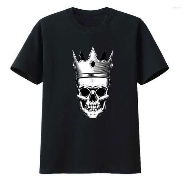 Erkek Tişörtleri Kafatası Crown Street Wear Serin Eesthestic Unisex Heavy Pamuk T-Shirts Erkekler Giyim Top Y2K Harajuku Kısa Kollu T-Shirt