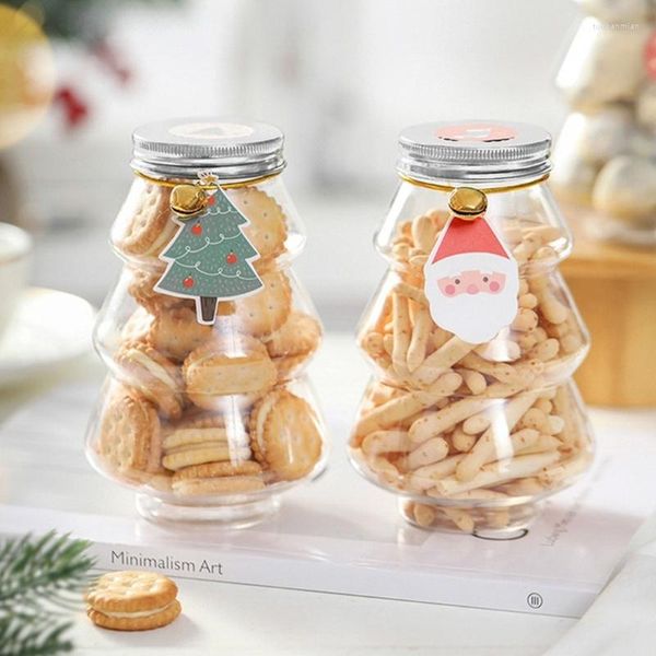 Garrafas de armazenamento Árvore de Natal Conjunto de frasco de doces de 6 multifunções transparentes para biscoito porca caixa de embrulho gota