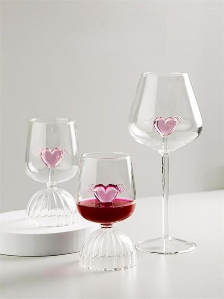 Bicchieri da vino Creativo Rosa Amore Angelo Vetro decorativo Luce Lusso Vintage Champagne Semplice Fata domestica Maniglia Acqua