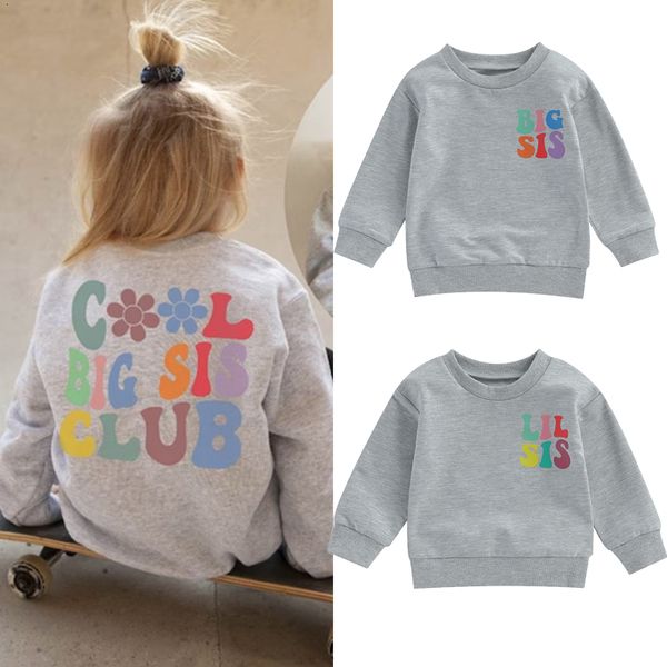 Hoodies moletons FOCUSNORM 0 6Y Big Lil Sister Matching Outfits Outono para Bebês Meninas Manga Longa Carta Imprimir Solto Pulôver Tops 230906