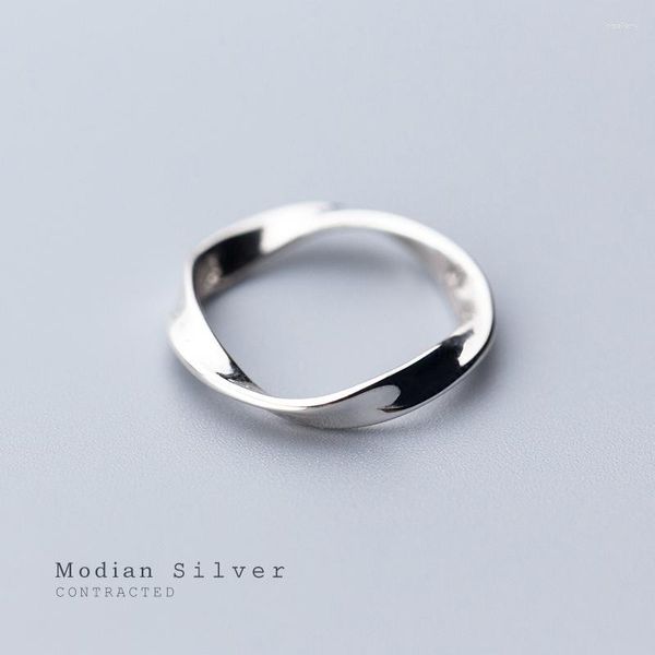 Cluster-Ringe Modian Minimalist Spin Wave für Frauen Mode 925 Sterling Silber Einfacher geometrischer Ring Edlen Schmuck 2023 Design