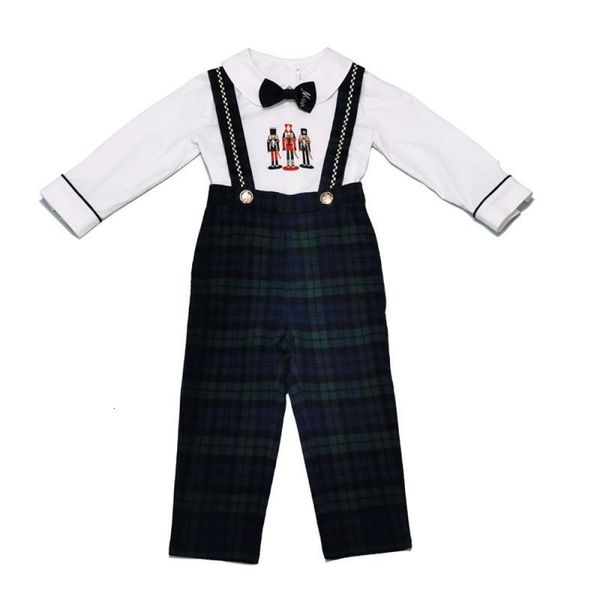 Maglie Bambini Vestiti spagnoli Set Abbigliamento per ragazzi Completo bambino Soldato Ricamo Camicia a maniche lunghe Pantaloni con cinturino Compleanno Abito natalizio 230906