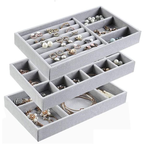 Scatole per gioielli Moda portatile Veet Ring Display Organizer Box Porta vassoio Custodia per orecchini Vetrina Consegna drop Imballaggio Dhict