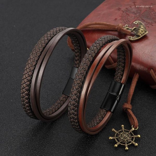 Charme Armbänder Luxus Designer Mann Armband Leder Gewebt Mode Männer Armreifen Kausalen Zubehör Legierung Handgelenk Band Männliche Geschenk