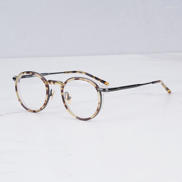Óculos de sol quadros japonês masuna anemone óculos quadro âmbar cor para homens clássico vintage design leve titânio miopia óculos