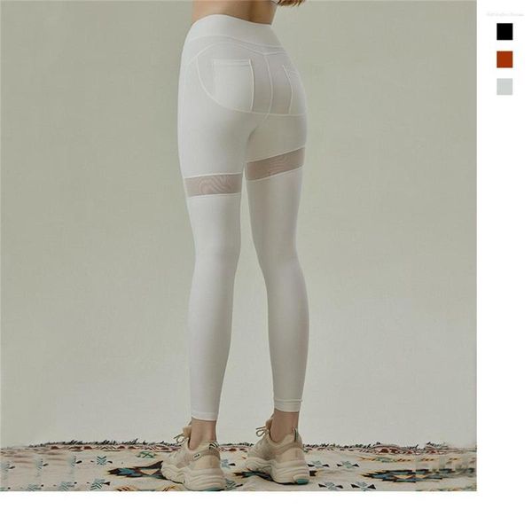 Pantaloni attivi Plus Size Sexy Mesh Yoga Vita alta Hip Lift Esercizio Leggings da corsa Fitness ad asciugatura rapida