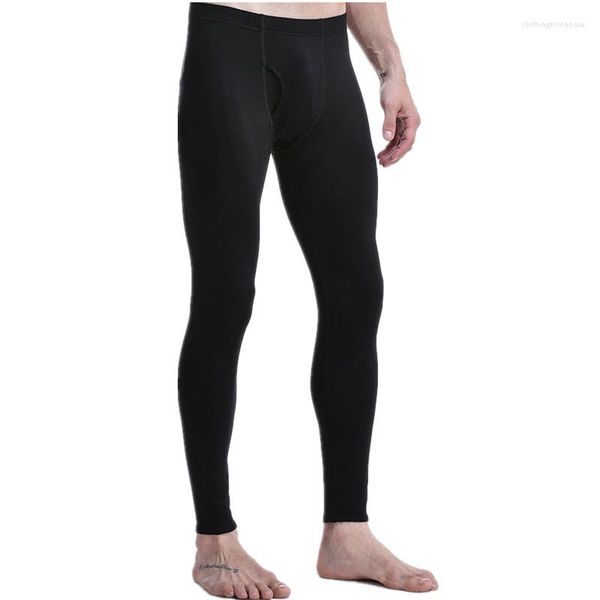 Herren-Thermounterwäsche, lange Unterhosen aus Baumwolle, Winter- und Herbst-Leggings, solide, atmungsaktive U-Konvex-Beutel, Thermohose, Pantalon Termico