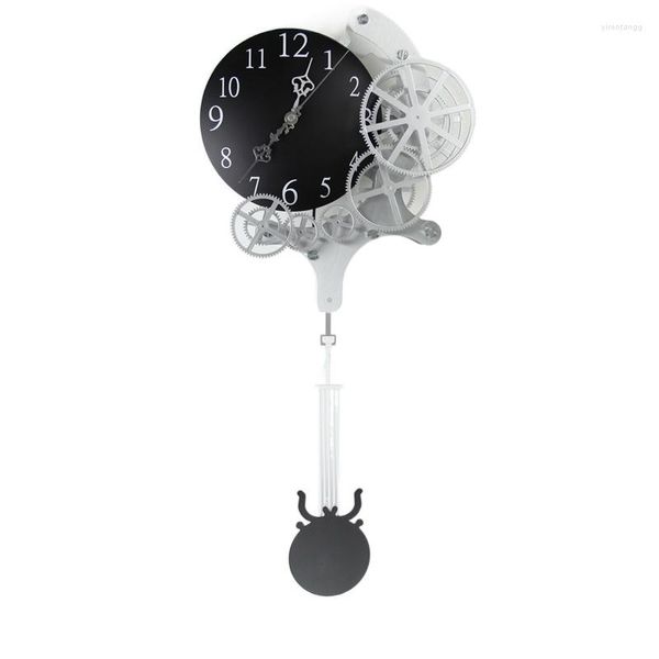 Relógios de parede criativo metal engrenagem relógio personalidade silenciosa sala de estar decoração mecânica europeu retro alma pêndulo