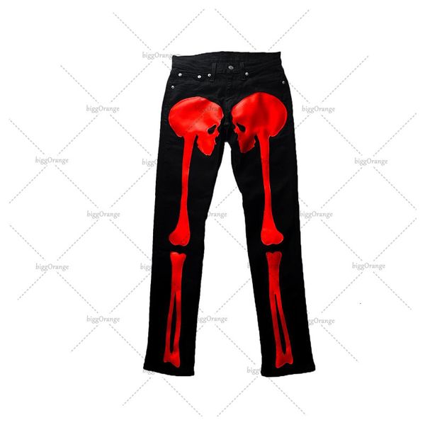 Erkek kot pantolon Amerikan cadde koyu kemik baskısı erkek kot pantolon y2k trend hip hop sokak düz bacak artı boyutu pantolon gündelik skinny jeans erkek 230907